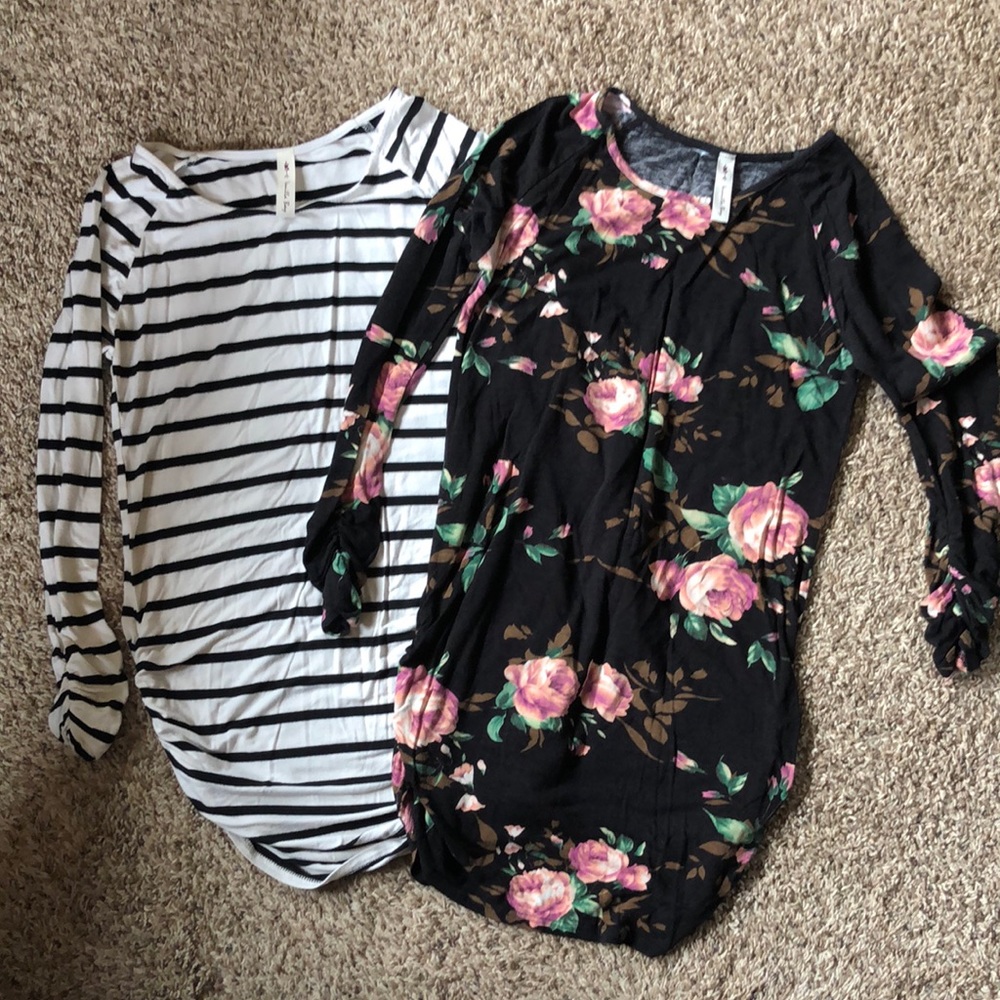 Lot of 2 Vanilla Bay Sz S & M Long Sleeve Maternity Shirts